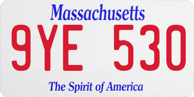 MA license plate 9YE530