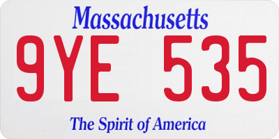 MA license plate 9YE535