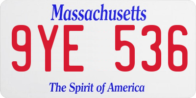MA license plate 9YE536