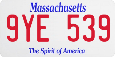 MA license plate 9YE539