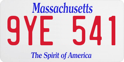 MA license plate 9YE541