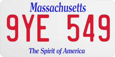 MA license plate 9YE549
