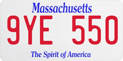 MA license plate 9YE550