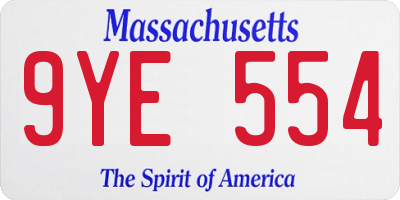 MA license plate 9YE554