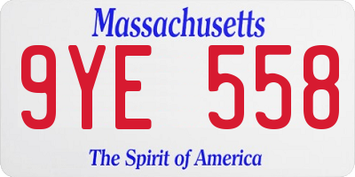 MA license plate 9YE558