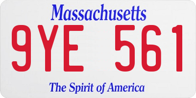 MA license plate 9YE561
