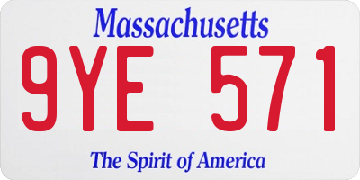 MA license plate 9YE571