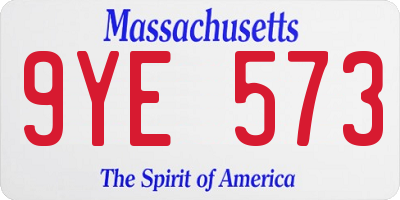 MA license plate 9YE573