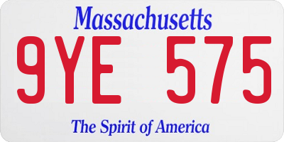 MA license plate 9YE575