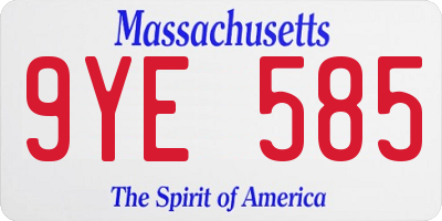 MA license plate 9YE585