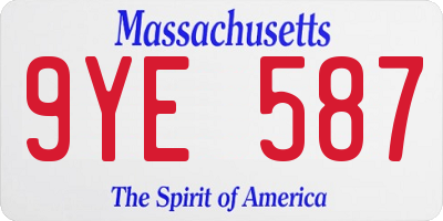 MA license plate 9YE587