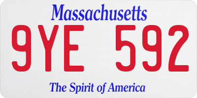 MA license plate 9YE592