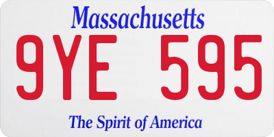 MA license plate 9YE595