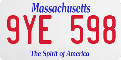 MA license plate 9YE598