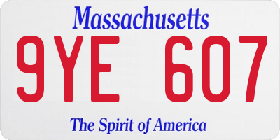 MA license plate 9YE607