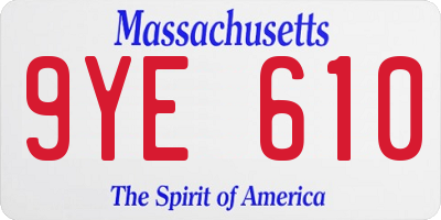 MA license plate 9YE610