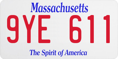 MA license plate 9YE611