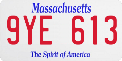 MA license plate 9YE613
