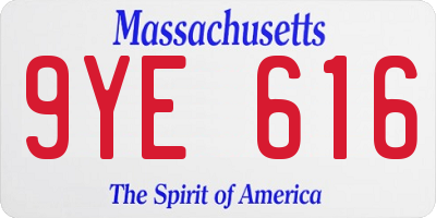 MA license plate 9YE616