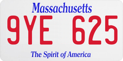 MA license plate 9YE625