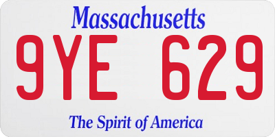 MA license plate 9YE629