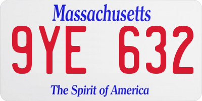MA license plate 9YE632