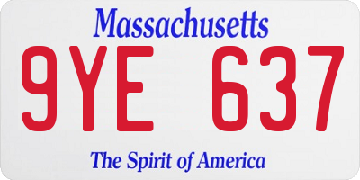 MA license plate 9YE637