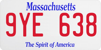 MA license plate 9YE638