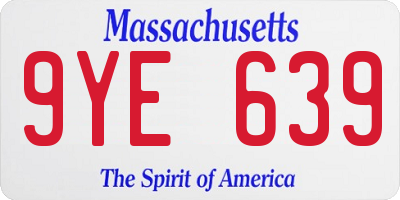 MA license plate 9YE639