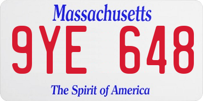 MA license plate 9YE648