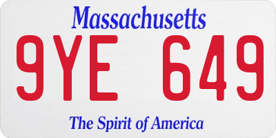 MA license plate 9YE649