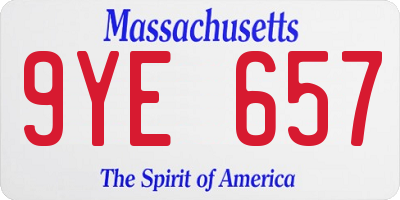 MA license plate 9YE657