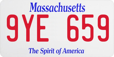 MA license plate 9YE659