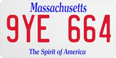 MA license plate 9YE664