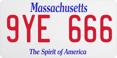 MA license plate 9YE666