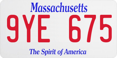 MA license plate 9YE675