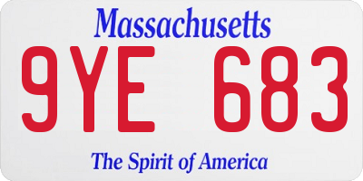 MA license plate 9YE683