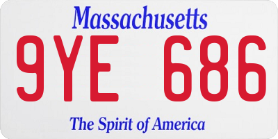 MA license plate 9YE686