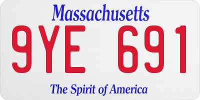 MA license plate 9YE691