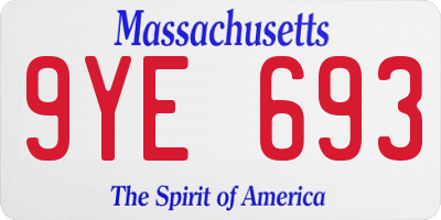 MA license plate 9YE693