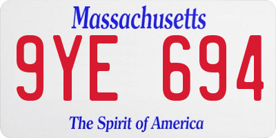 MA license plate 9YE694
