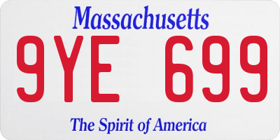MA license plate 9YE699