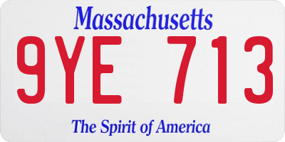 MA license plate 9YE713