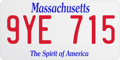 MA license plate 9YE715