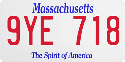 MA license plate 9YE718