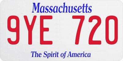 MA license plate 9YE720
