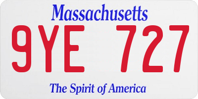 MA license plate 9YE727
