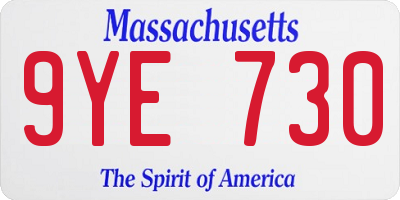 MA license plate 9YE730