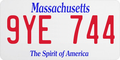 MA license plate 9YE744