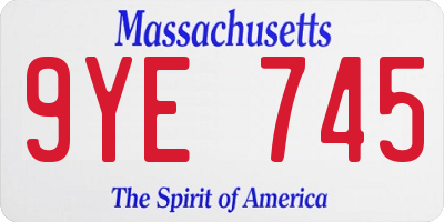 MA license plate 9YE745